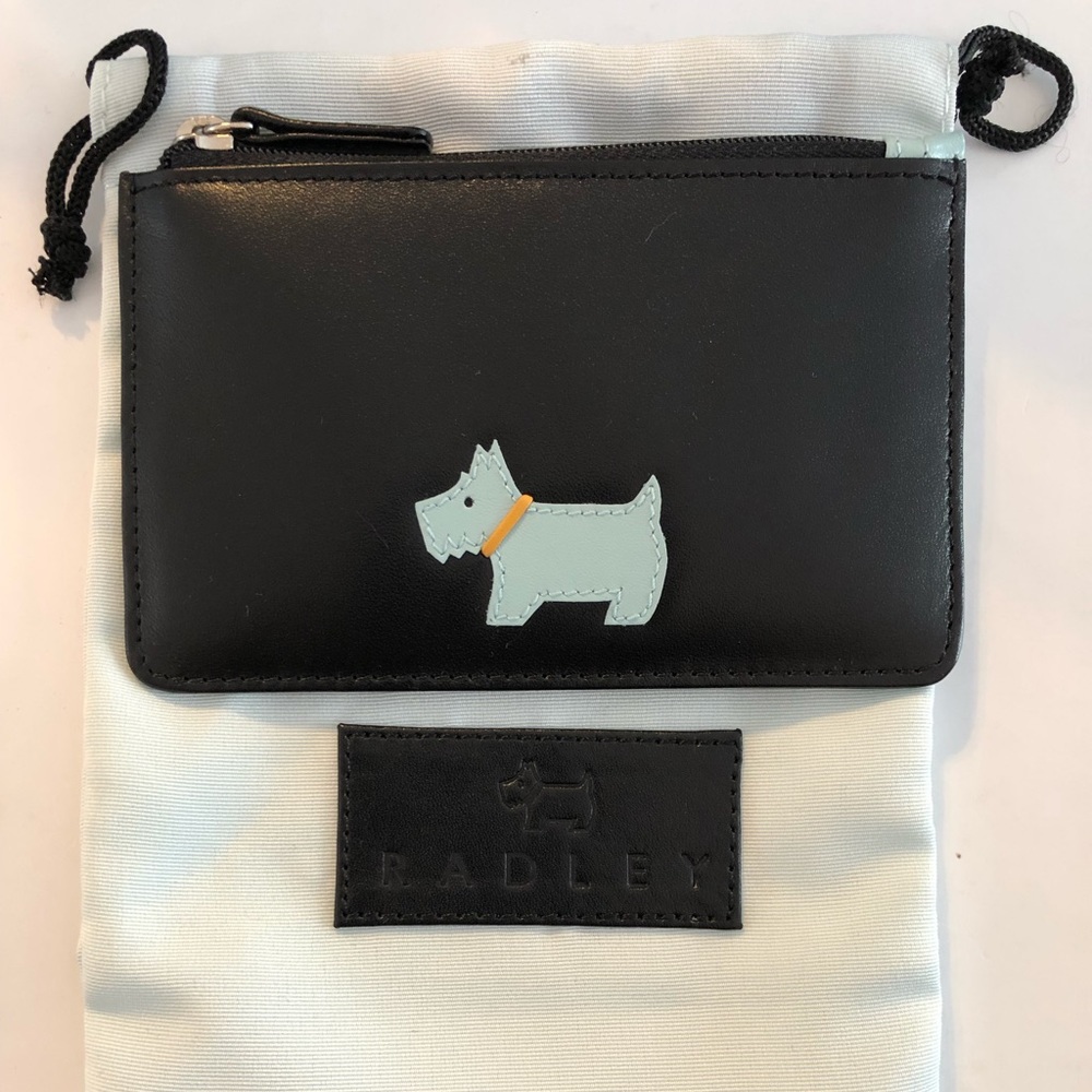 Radley black slim zip top coin purse with key ring